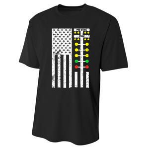 Drag Racing Flag American Drag Race Track Strip Light Tree Performance Sprint T-Shirt