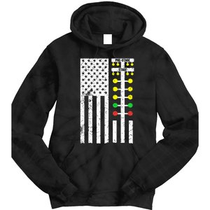 Drag Racing Flag American Drag Race Track Strip Light Tree Tie Dye Hoodie