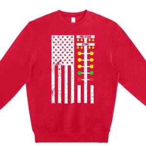 Drag Racing Flag American Drag Race Track Strip Light Tree Premium Crewneck Sweatshirt