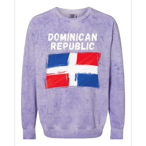 Dominican Republic Flag Retro Distressed Flag Colorblast Crewneck Sweatshirt