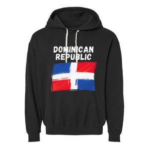 Dominican Republic Flag Retro Distressed Flag Garment-Dyed Fleece Hoodie