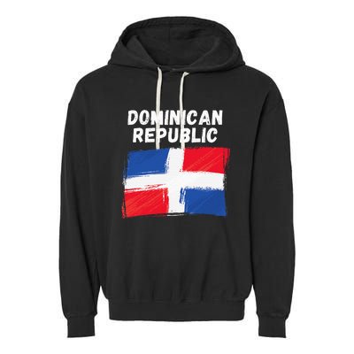 Dominican Republic Flag Retro Distressed Flag Garment-Dyed Fleece Hoodie