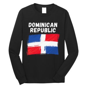 Dominican Republic Flag Retro Distressed Flag Long Sleeve Shirt