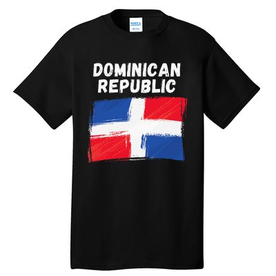 Dominican Republic Flag Retro Distressed Flag Tall T-Shirt