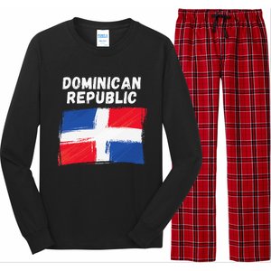 Dominican Republic Flag Retro Distressed Flag Long Sleeve Pajama Set