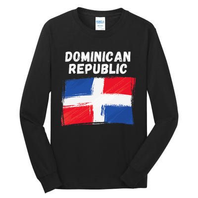 Dominican Republic Flag Retro Distressed Flag Tall Long Sleeve T-Shirt