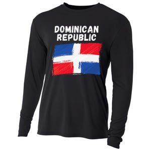 Dominican Republic Flag Retro Distressed Flag Cooling Performance Long Sleeve Crew