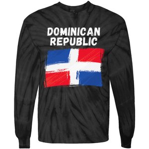 Dominican Republic Flag Retro Distressed Flag Tie-Dye Long Sleeve Shirt