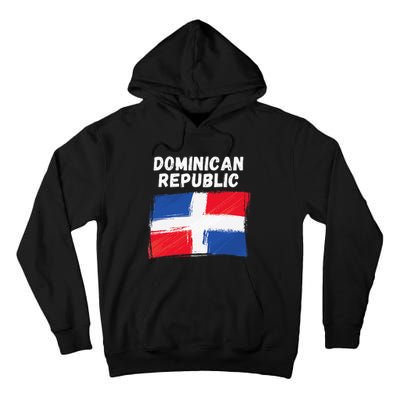 Dominican Republic Flag Retro Distressed Flag Tall Hoodie