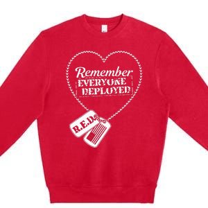 Distressed R.E.D. Friday Remember Everyone Deployed Premium Crewneck Sweatshirt