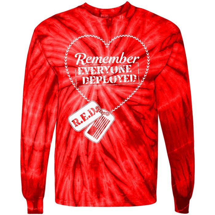 Distressed R.E.D. Friday Remember Everyone Deployed Tie-Dye Long Sleeve Shirt