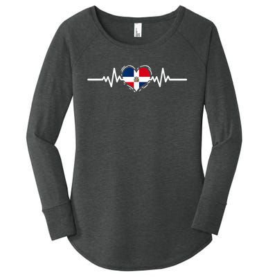 Dominican Republic Flag Heartbeat Dominican Roots Women's Perfect Tri Tunic Long Sleeve Shirt