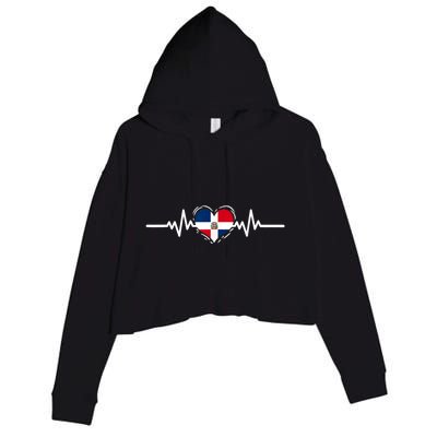 Dominican Republic Flag Heartbeat Dominican Roots Crop Fleece Hoodie