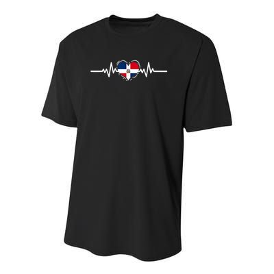 Dominican Republic Flag Heartbeat Dominican Roots Youth Performance Sprint T-Shirt