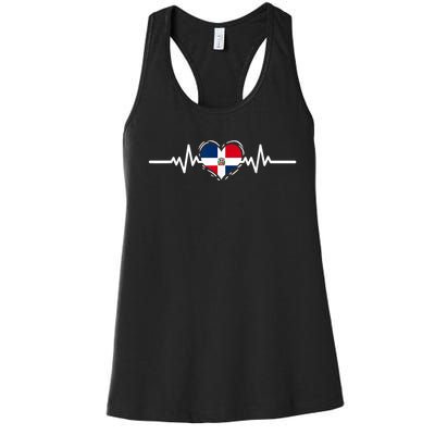 Dominican Republic Flag Heartbeat Dominican Roots Women's Racerback Tank