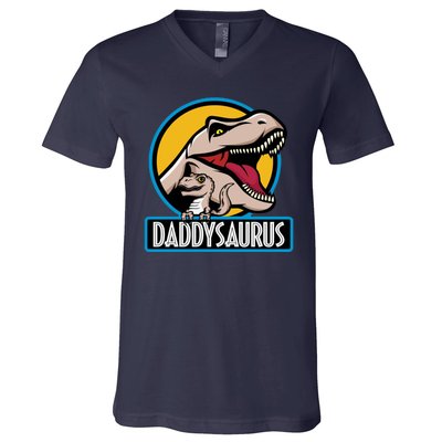 Daddysaurus Rex Fathers Day V-Neck T-Shirt