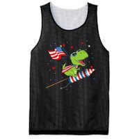 Dinosaur Riding Fireworks Funny 4th Of July Boy Mesh Reversible Basketball Jersey Tank