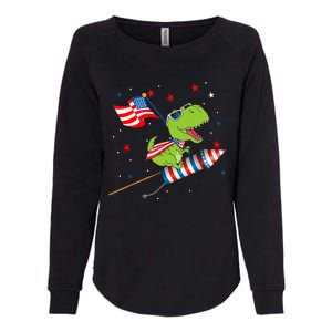 Dinosaur Riding Fireworks Funny 4th Of July Boy Womens California Wash Sweatshirt