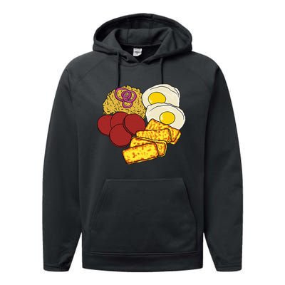 Dominican Republic Favorite Food Mangú Salami Queso Frito Performance Fleece Hoodie