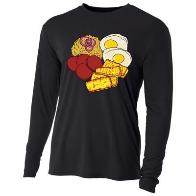 Dominican Republic Favorite Food Mangú Salami Queso Frito Cooling Performance Long Sleeve Crew