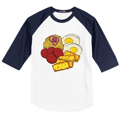 Dominican Republic Favorite Food Mangú Salami Queso Frito Baseball Sleeve Shirt