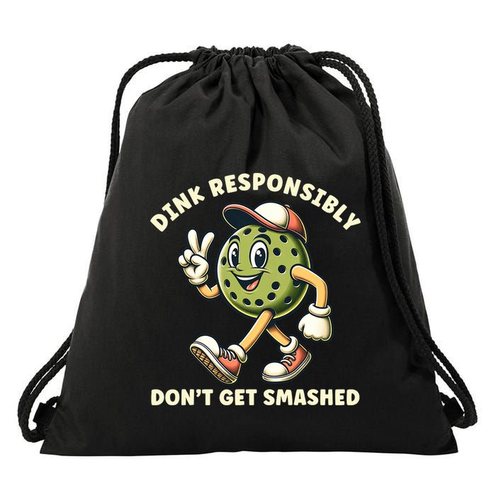 Dink Responsibly Funny Pickleball Player Drawstring Bag