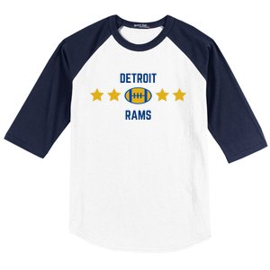 Detroit Rams Football Star Baseball Sleeve Shirt