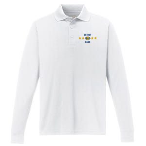 Detroit Rams Football Star Performance Long Sleeve Polo