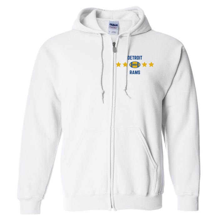 Detroit Rams Football Star Full Zip Hoodie