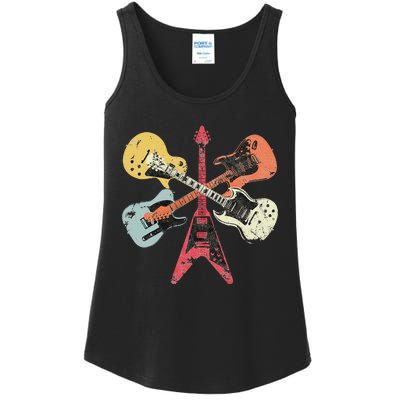 Distressed Retro Guitar Collection Rock Music Fan Ladies Essential Tank