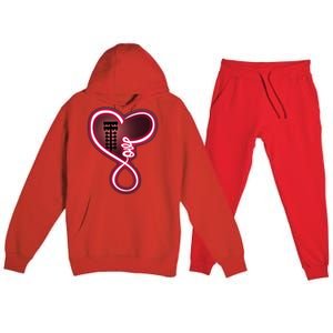 Drag Racing Gift For Race Lover Heart Love Drag Racing Funny Great Gift Premium Hooded Sweatsuit Set