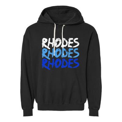 Distressed Rhodes Greece Dodecanese Greek Island Rhodes Garment-Dyed Fleece Hoodie