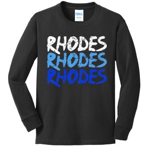 Distressed Rhodes Greece Dodecanese Greek Island Rhodes Kids Long Sleeve Shirt