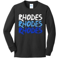 Distressed Rhodes Greece Dodecanese Greek Island Rhodes Kids Long Sleeve Shirt