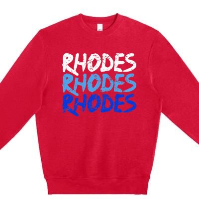 Distressed Rhodes Greece Dodecanese Greek Island Rhodes Premium Crewneck Sweatshirt