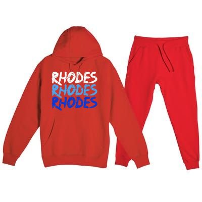 Distressed Rhodes Greece Dodecanese Greek Island Rhodes Premium Hooded Sweatsuit Set