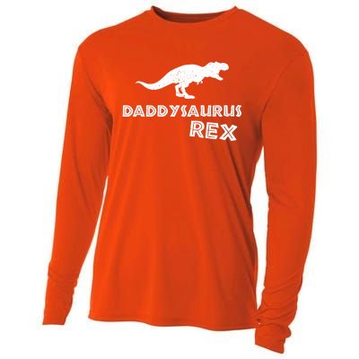 Daddysaurus Rex Gift Funny Dinosaur Fathers Day Gift Cooling Performance Long Sleeve Crew