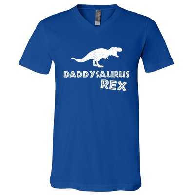 Daddysaurus Rex Gift Funny Dinosaur Fathers Day Gift V-Neck T-Shirt