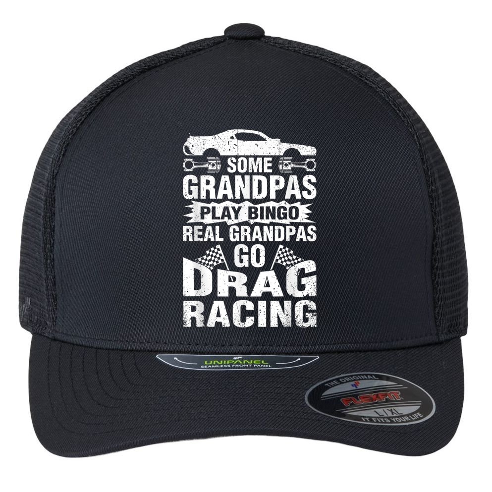 Drag Racing Grandpa Car Lover For Grandfathers MM Flexfit Unipanel Trucker Cap