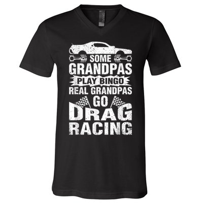 Drag Racing Grandpa Car Lover For Grandfathers MM V-Neck T-Shirt