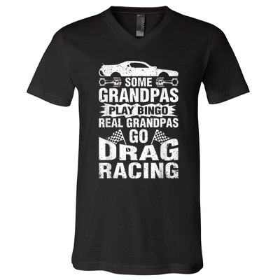 Drag Racing Grandpa Car Lover For Grandfathers MM V-Neck T-Shirt