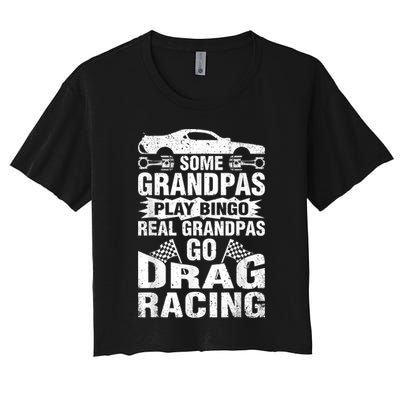 Drag Racing Grandpa Car Lover For Grandfathers MM Women's Crop Top Tee