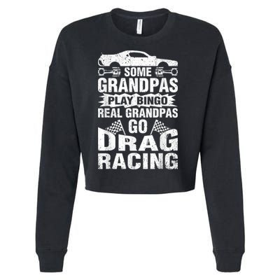 Drag Racing Grandpa Car Lover For Grandfathers MM Cropped Pullover Crew