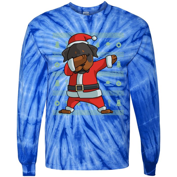 Dabbing Rottweiler Gift Funny Christmas Gift Tie-Dye Long Sleeve Shirt