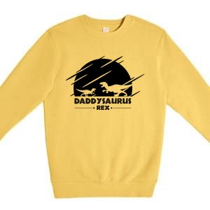 Daddysaurus Rex Gift Funny Dinosaurs For Dad Cute Gift Premium Crewneck Sweatshirt