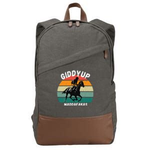 Derby Race Horse Funny Design Giddy Up Madafakas Cotton Canvas Backpack