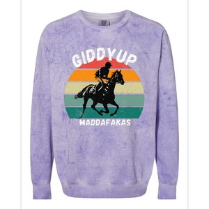 Derby Race Horse Funny Design Giddy Up Madafakas Colorblast Crewneck Sweatshirt