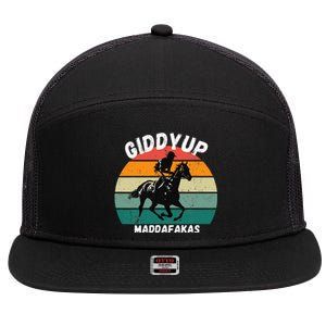 Derby Race Horse Funny Design Giddy Up Madafakas 7 Panel Mesh Trucker Snapback Hat