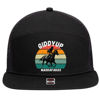 Derby Race Horse Funny Design Giddy Up Madafakas 7 Panel Mesh Trucker Snapback Hat