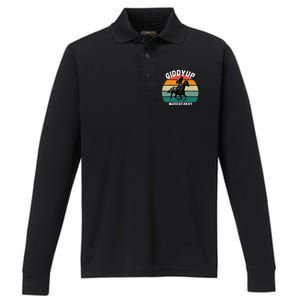 Derby Race Horse Funny Design Giddy Up Madafakas Performance Long Sleeve Polo